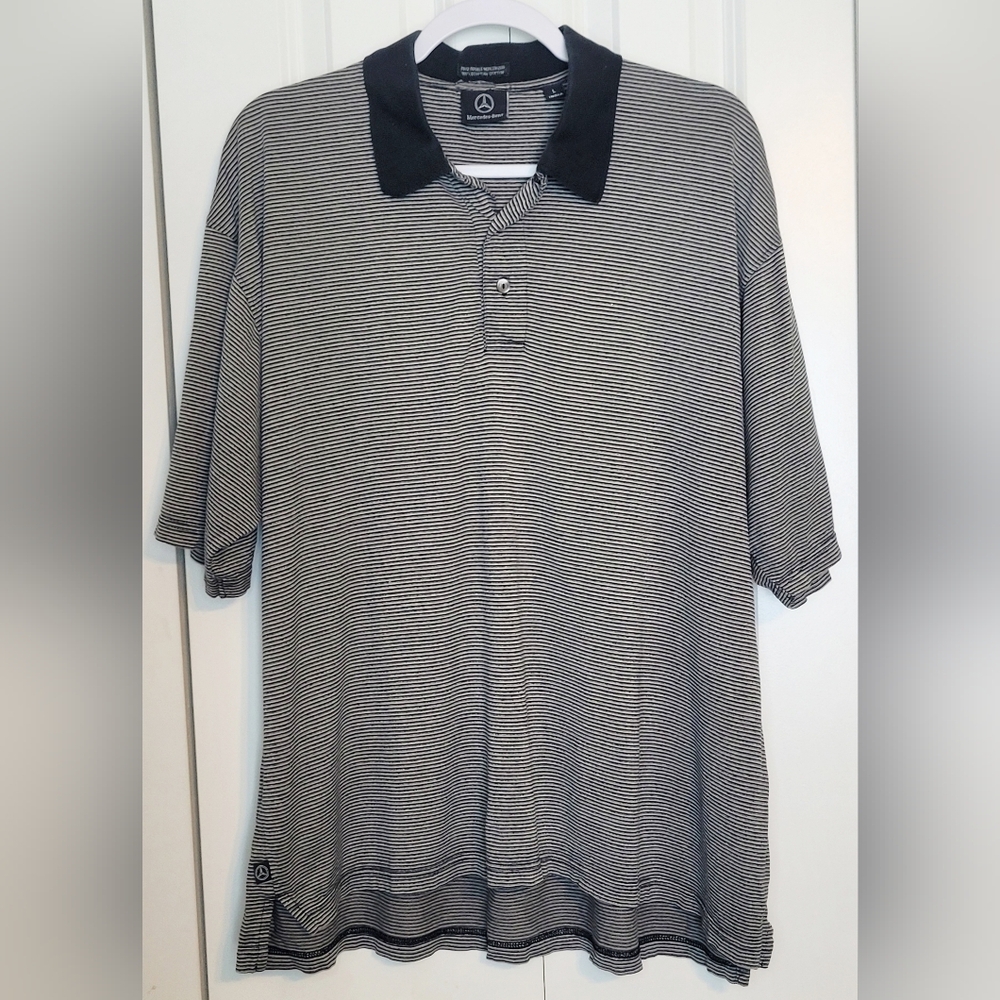 Mercedes Benz Pinstripe Polo Shirt Size L